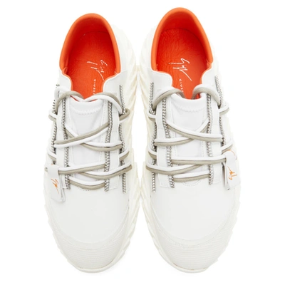 Shop Giuseppe Zanotti White Leather Urchin Sneakers