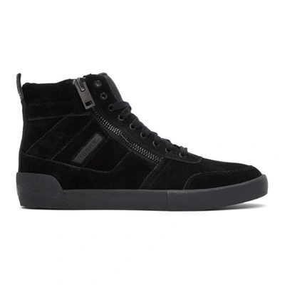 Shop Diesel Black Suede S-dvelows Sneakers In T8013 Blk