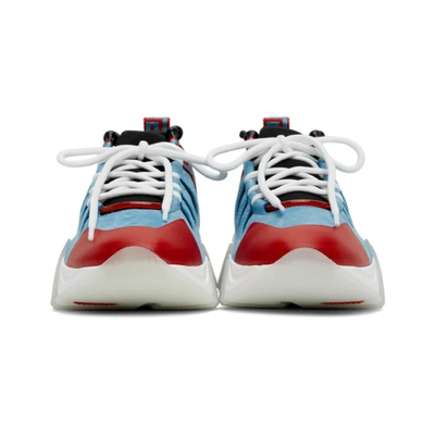 Shop Versace Blue & Red Knit Squalo Sneakers In D7j3 Cerule