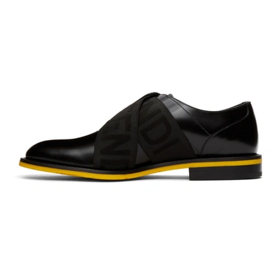 Shop Fendi Black Leather Slip-on Derbys In F1os5 Black