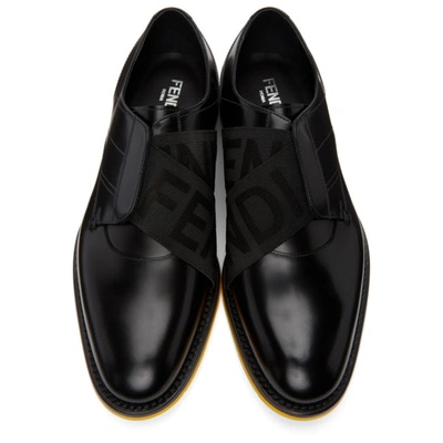 Shop Fendi Black Leather Slip-on Derbys In F1os5 Black