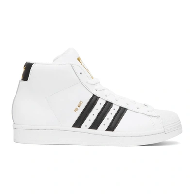 Shop Adidas Originals White Pro Model High-top Sneakers In Wht/blk