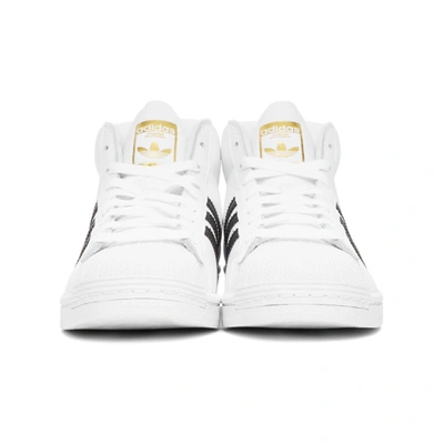 Shop Adidas Originals White Pro Model High-top Sneakers In Wht/blk