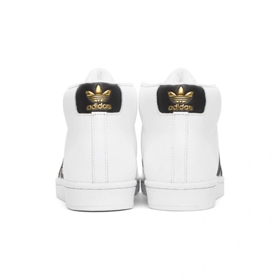 Shop Adidas Originals White Pro Model High-top Sneakers In Wht/blk