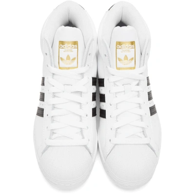 Shop Adidas Originals White Pro Model High-top Sneakers In Wht/blk