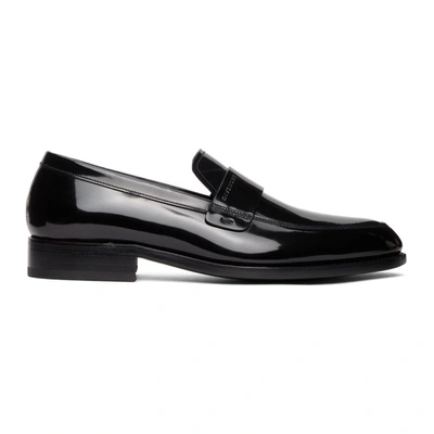 Shop Givenchy Black Shiny Leather Loafers In 001-black