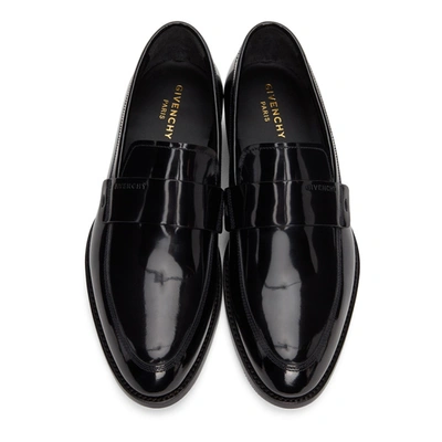 Shop Givenchy Black Shiny Leather Loafers In 001-black