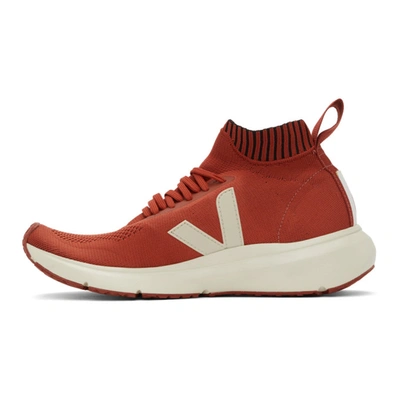 Shop Rick Owens Orange & Off-white Veja Edition Sock Runner Sneakers In 53 Orange