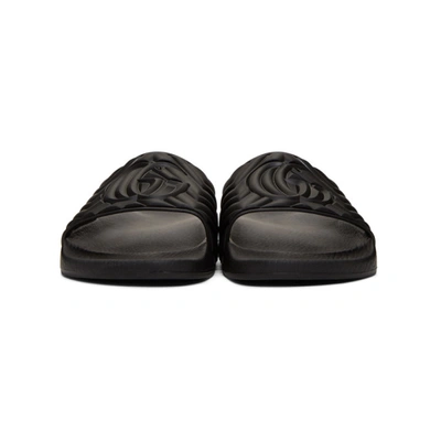 Shop Gucci Black Quilted Gg Pool Slides In 1000 Black