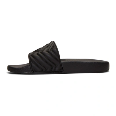 Shop Gucci Black Quilted Gg Pool Slides In 1000 Black