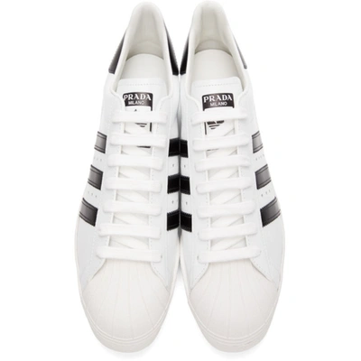 Shop Adidas Originals White And Black Prada Edition Superstar Sneakers In Cwhite/cbla