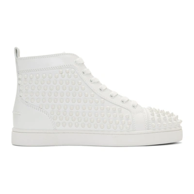 Shop Christian Louboutin White Louis Spikes Sneakers In 3047 Whtwht