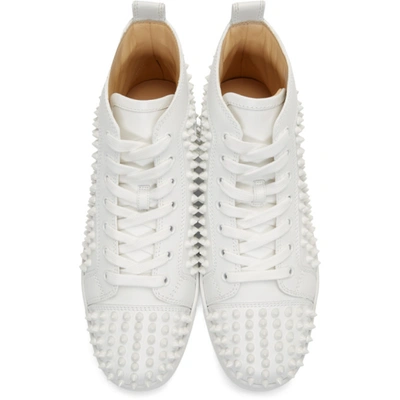 Shop Christian Louboutin White Louis Spikes Sneakers In 3047 Whtwht