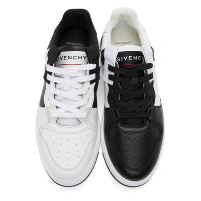 Shop Givenchy White & Black Asymmetric Wing Low Sneakers In 116-white/b