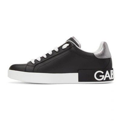 Shop Dolce & Gabbana Black & White Portofino Sneakers In Black/silver