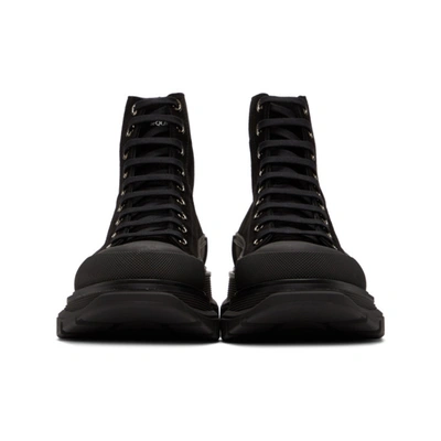 Shop Alexander Mcqueen Black Suede Tread Slick High-top Sneakers In 1081 Blk/bl