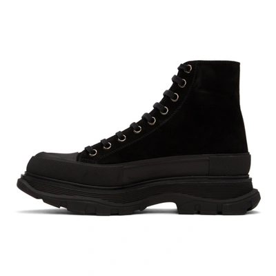 Shop Alexander Mcqueen Black Suede Tread Slick High-top Sneakers In 1081 Blk/bl