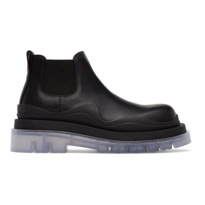 Shop Bottega Veneta Black Low The Tire Chelsea Boots In 1026 Blkcle