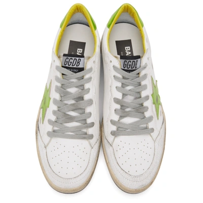Shop Golden Goose White And Green Ball Star Sneakers In 10293 Whtli