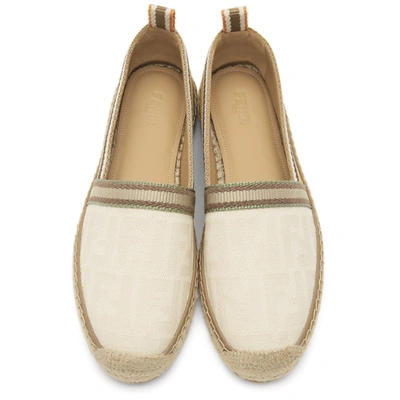 Shop Fendi White And Yellow Canvas Espadrilles In F19o8 Grezz