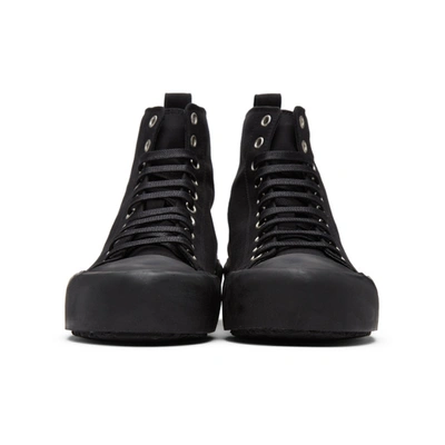 Shop Jil Sander Black Canvas High-top Sneakers In 001 Black