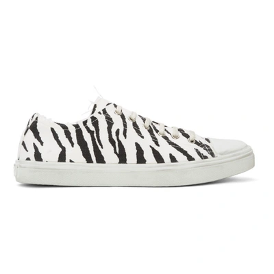 Shop Saint Laurent White & Black Zebra Bedford Sneakers In Black/white