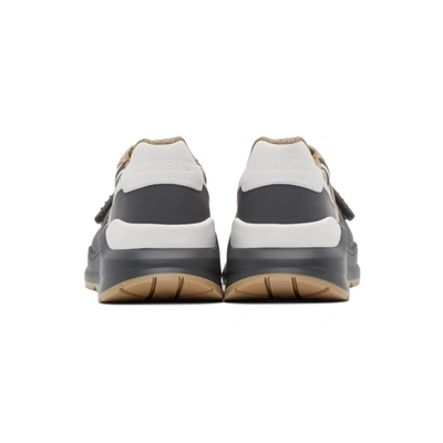 Shop Burberry Beige Check Ramsay Sneakers In Grey/check