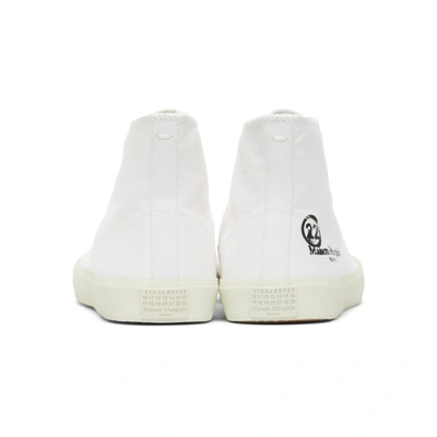 Shop Maison Margiela White Canvas Tabi High-top Sneakers In T1003 White