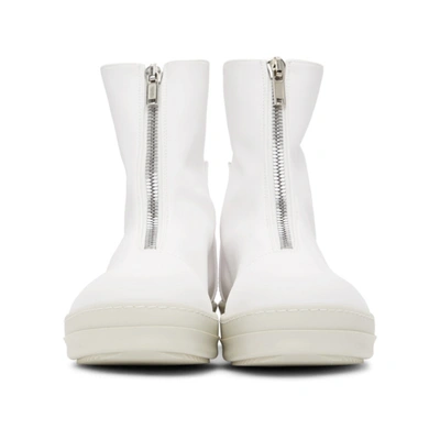 Shop Rick Owens Drkshdw White Zipfront High-top Sneakers In 11 Milk