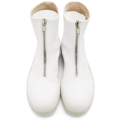 Shop Rick Owens Drkshdw White Zipfront High-top Sneakers In 11 Milk
