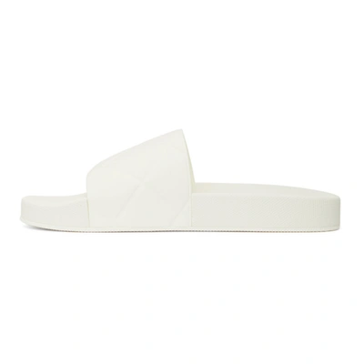 Shop Bottega Veneta White Intrecciato Flat Slides In 9000 White