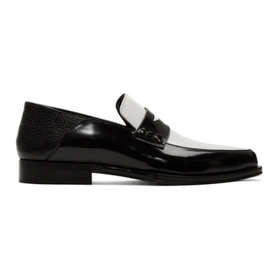 Shop Loewe Black & White Pointy Loafers In 1102 Blkwht