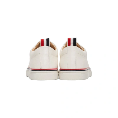 Shop Thom Browne Off-white Straight Toe Cap Sneakers In 100 White