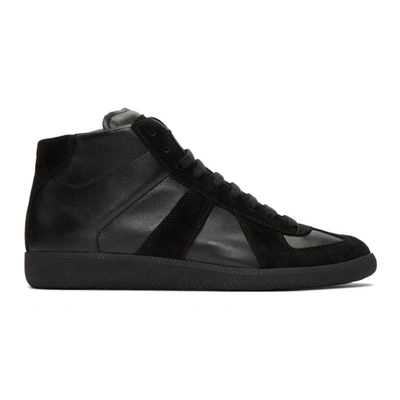 Shop Maison Margiela Black Replica High-top Sneakers In 900 Black