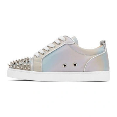 Shop Christian Louboutin Grey Louis Junior Spikes Orlato Flat Sneakers In M251 Mulslv