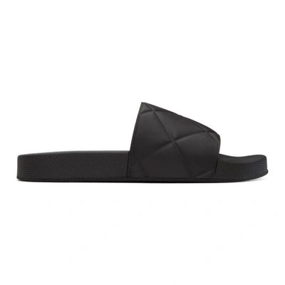 Shop Bottega Veneta Black Flat Pool Sandals In 1000 Black