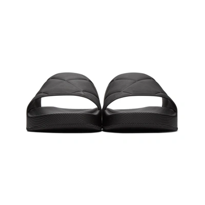 Shop Bottega Veneta Black Flat Pool Sandals In 1000 Black