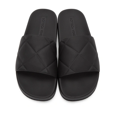 Shop Bottega Veneta Black Flat Pool Sandals In 1000 Black