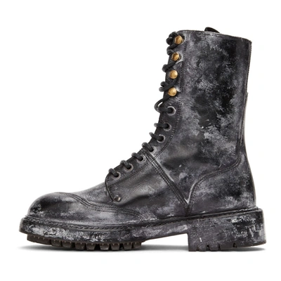 Shop Dolce & Gabbana Black Leather Vintage-look Boots In 80999 Nero/