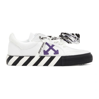 Shop Off-white White & Purple Vulcanized Low Sneakers In White Purple