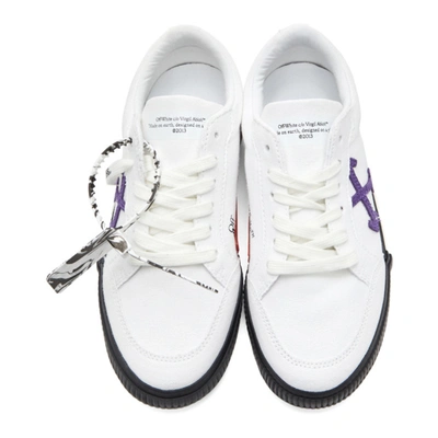 Off-White Virgil Abloh Low Vulcanized Black Purple Canvas Sneakers 2019  Size 43 