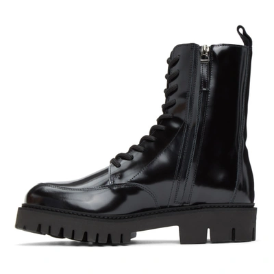 Shop Moschino Black Logo Tab Combat Boots In 000