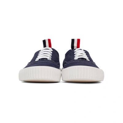 Shop Thom Browne Navy Heritage Vulcanized Sneakers In 415 Navy