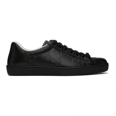 Shop Gucci Black Gg Ace Sneakers In 1000 Black