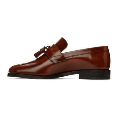 Shop Maison Margiela Brown Leather Tabi Loafers In H8389 Tandr