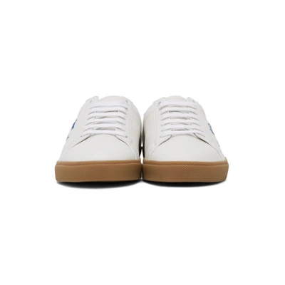 Shop Saint Laurent White And Blue Court Classic Sneakers In 9587blablur