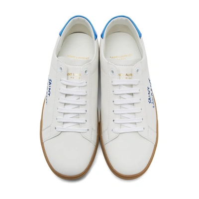 Shop Saint Laurent White And Blue Court Classic Sneakers In 9587blablur
