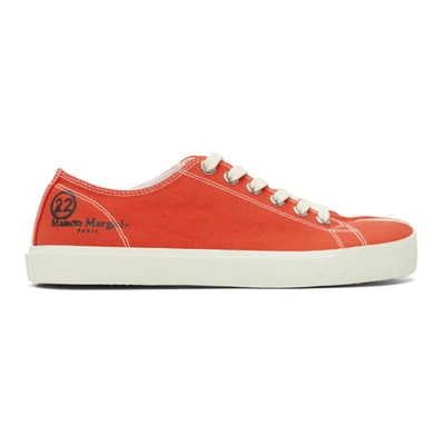 Shop Maison Margiela Red Canvas Tabi Sneakers In T4028 Red