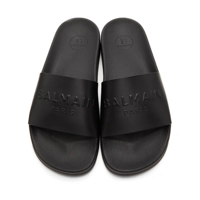 Shop Balmain Black Calypso Slides In Opa Noir