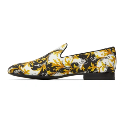 Shop Versace White And Gold Barocco Loafers In Dbn9 White